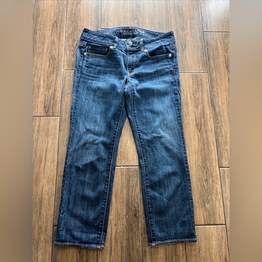 American Eagle Artist Crop Jeans Women's 6 Mid Rise Dark Wash Cropped Denim